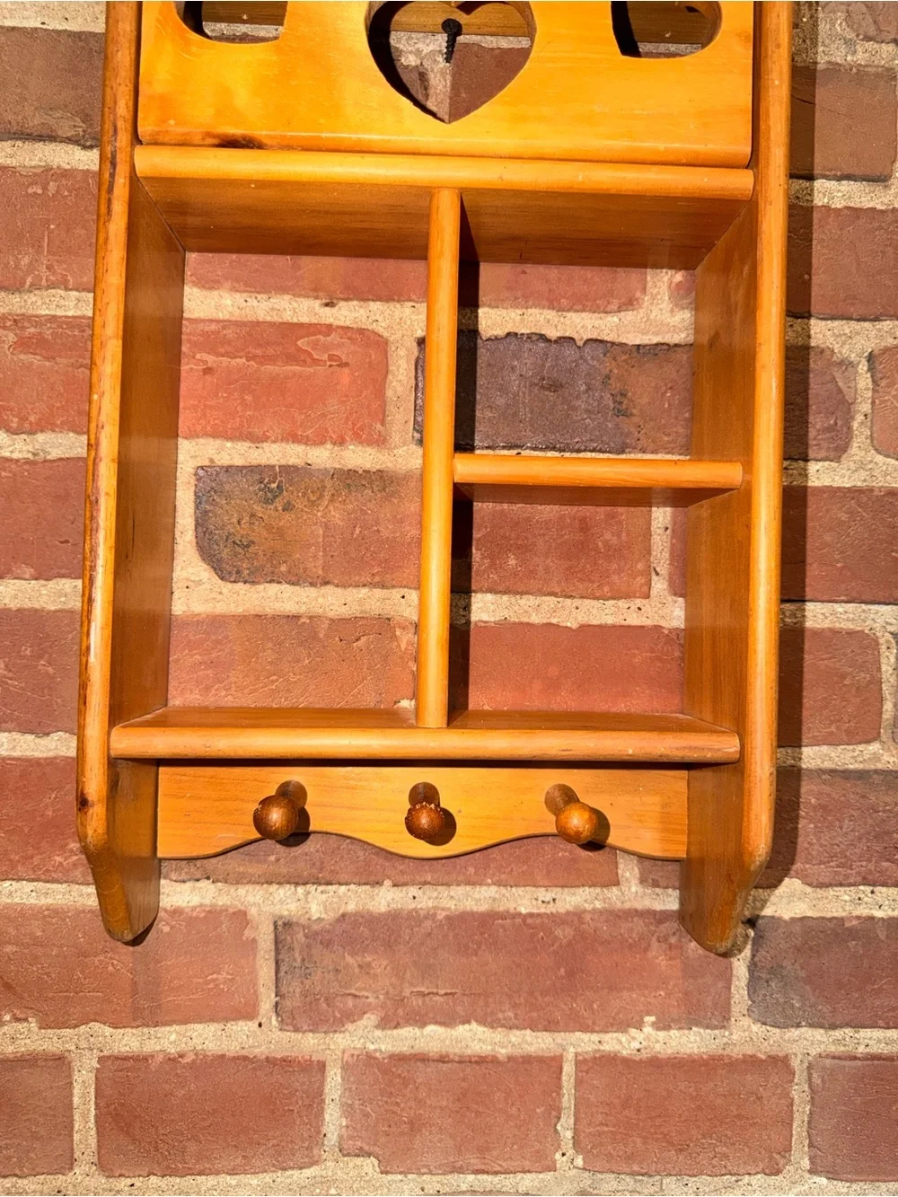 Wooden Heart Shelf Wall Decor - Natural Wood Finish